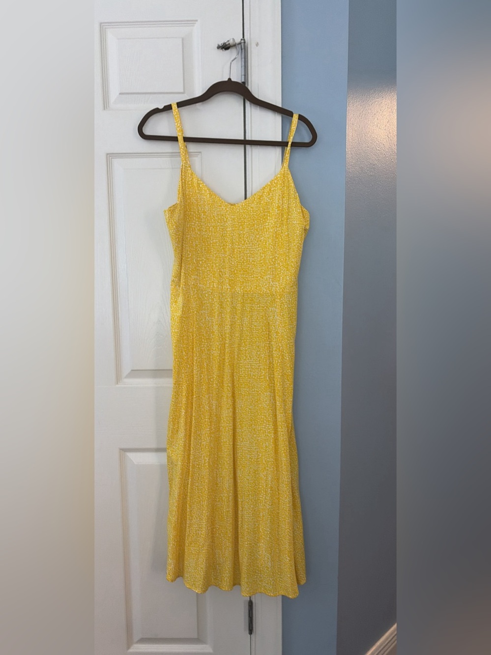 GAP Yellow Spaghetti Strap Midi Dress